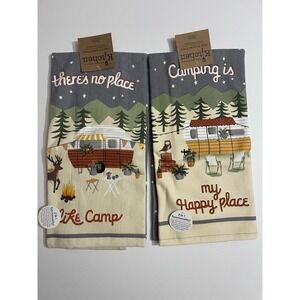 Kay Dee Designs Camping Kitchen Towels Set of 2 Camper Campfire 16x26 Cotton NWT